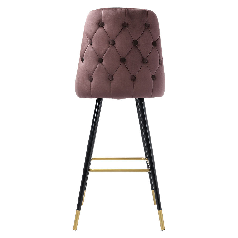 3ft Height Bar Stools with Footrest Set of 2 Velvet Padded Living and