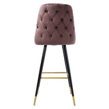Set of 2 Velvet Padded Bar Stools with Footrest Bar Chair Living and Home 