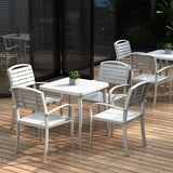 Garden Dining Armchair with Metal Legs Set of 2/4 Patio Side Chairs Living and Home White Set of 2 