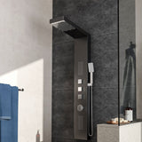 135cm H Bathroom Black Shower Tower Panel with 2 Large Body Jets & Hand Shower
