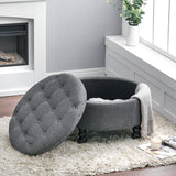 70cm Dia. Tufted Round Cocktail Ottoman Storage Footstool Storage Footstool Living and Home 