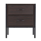 Retro Style Wooden Bedside Cabinet Metal Frame Nightstand with 2 Drawers Cabinets Living and Home 