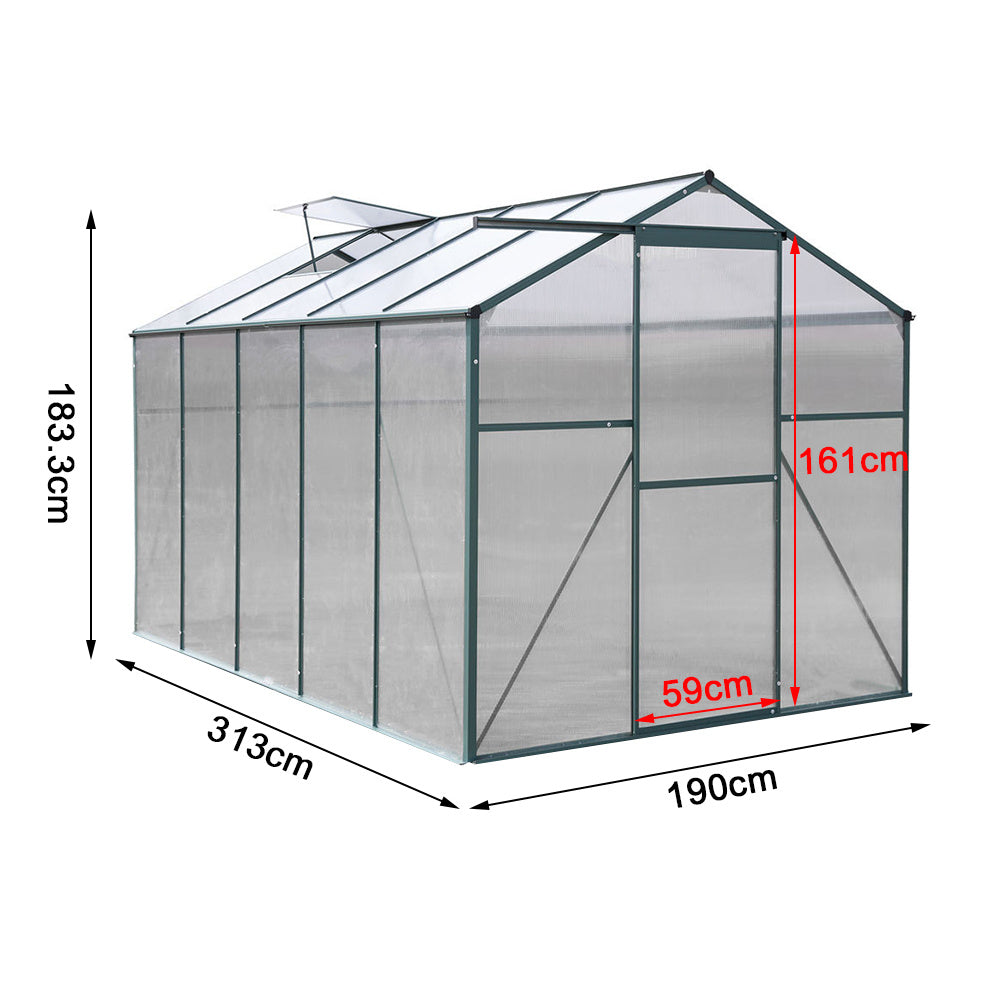 10' x 6' ft Garden Hobby Greenhouse Green Framed with 2 Vents Garden Storages & Greenhouses Living and Home 