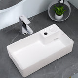 58cm W Bathroom Ceramic White Square Sink