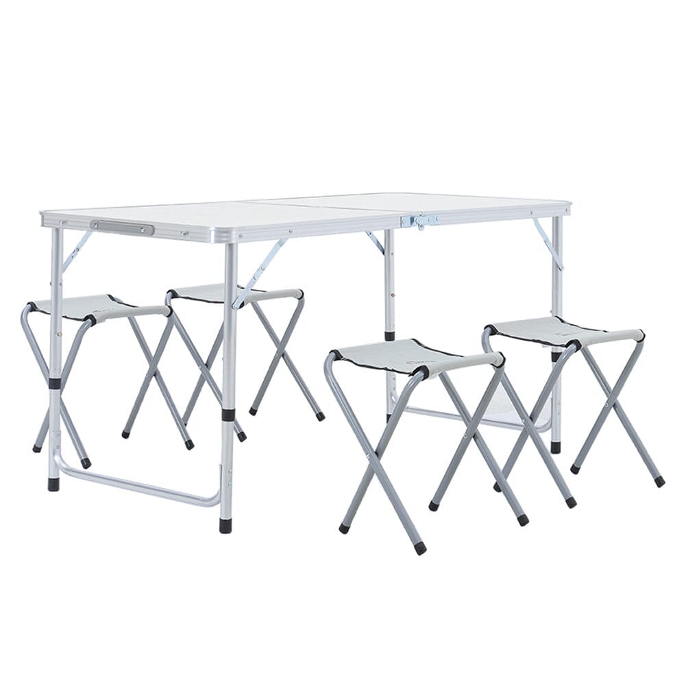 Portable Aluminium Folding Picnic Table with 4 Stools Living and Home