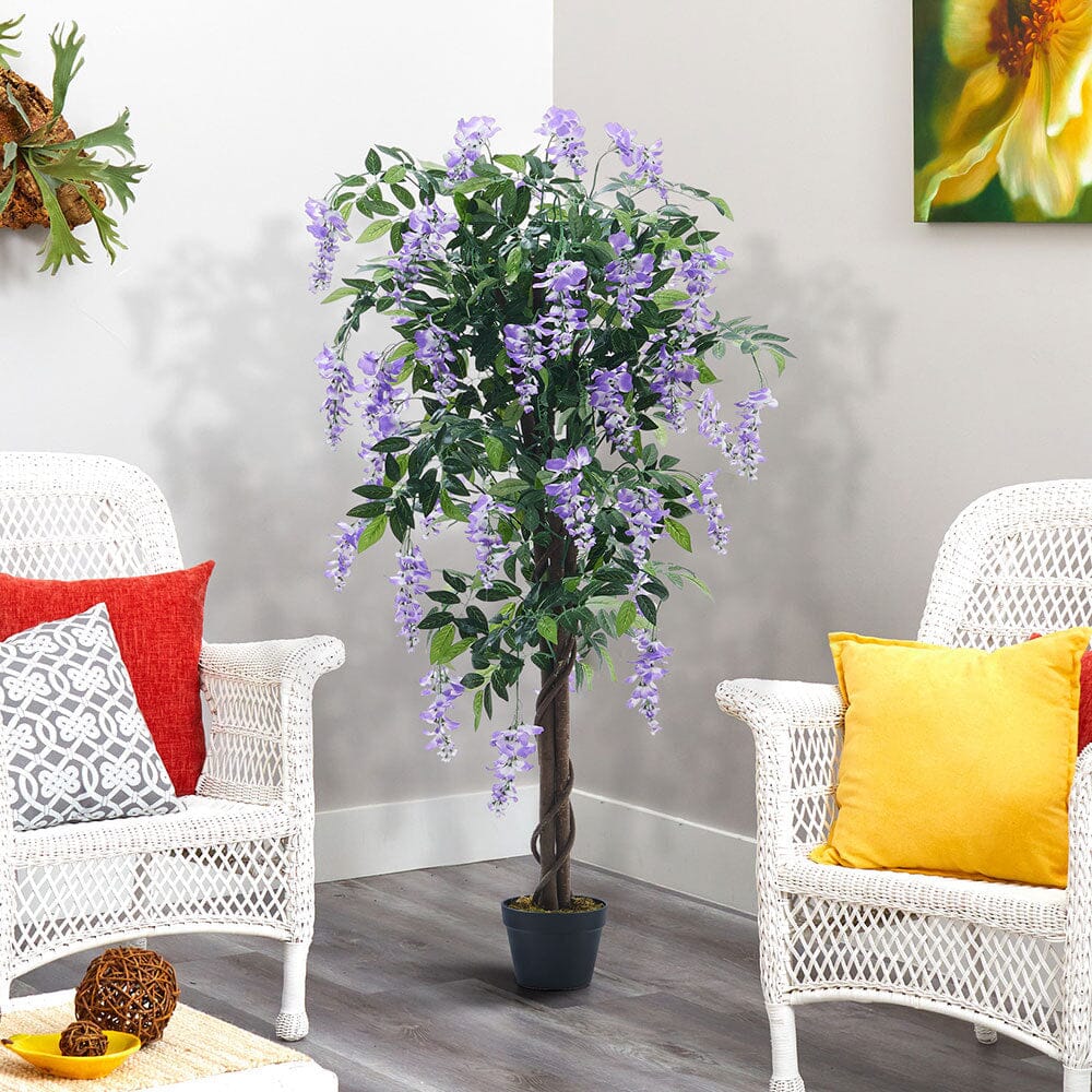 Artificial Greenery Flowering Tree Potted Plant 150cm High Artificial Plants Living and Home 