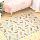 Golden Geometric Modern Rug Rugs Living and Home 