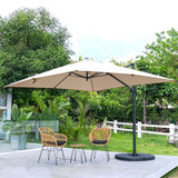Khaki 3 x 3 m Square Cantilever Parasol Outdoor Hanging Umbrella for Garden and Patio Parasols Living and Home Parasol + Cross Base + Round Water Tank 
