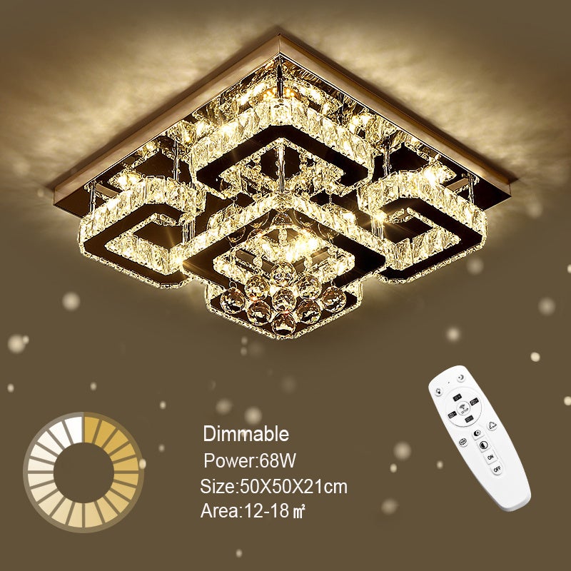 Square LED Ceiling Light with Crystal Heads Ceiling Light Living and Home 