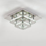 Modern Square Tiered Crystal Ceiling Light Ceiling Light Living and Home W 30 x L 30 x H 12 cm Non-Dimmable White Glow