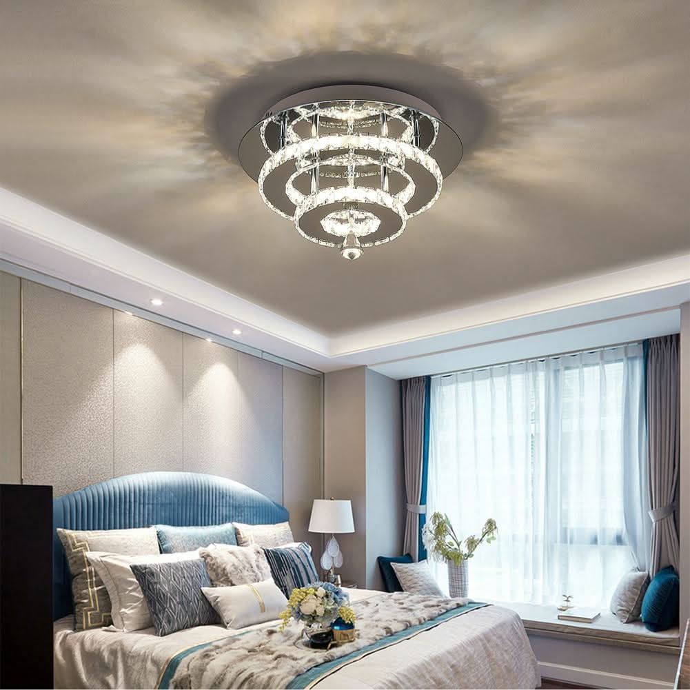 30cm W Stacked LED Ceiling Light Crystal Rims Energy Saving