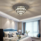 Stacked LED Ceiling Light with Crystal Rims Ceiling Light Living and Home W 30 x L 30 x H 14 cm Dimmable Warm Glow