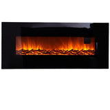 Black 50 Inch Wall Mounted Electric Fire with Log 1800W Electric Fireplace Wall Mounted Fireplaces Living and Home 