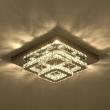 Modern Square Tiered Crystal Ceiling Light Ceiling Light Living and Home W 40 x L 40 x H 14 cm Dimmable Warm Glow