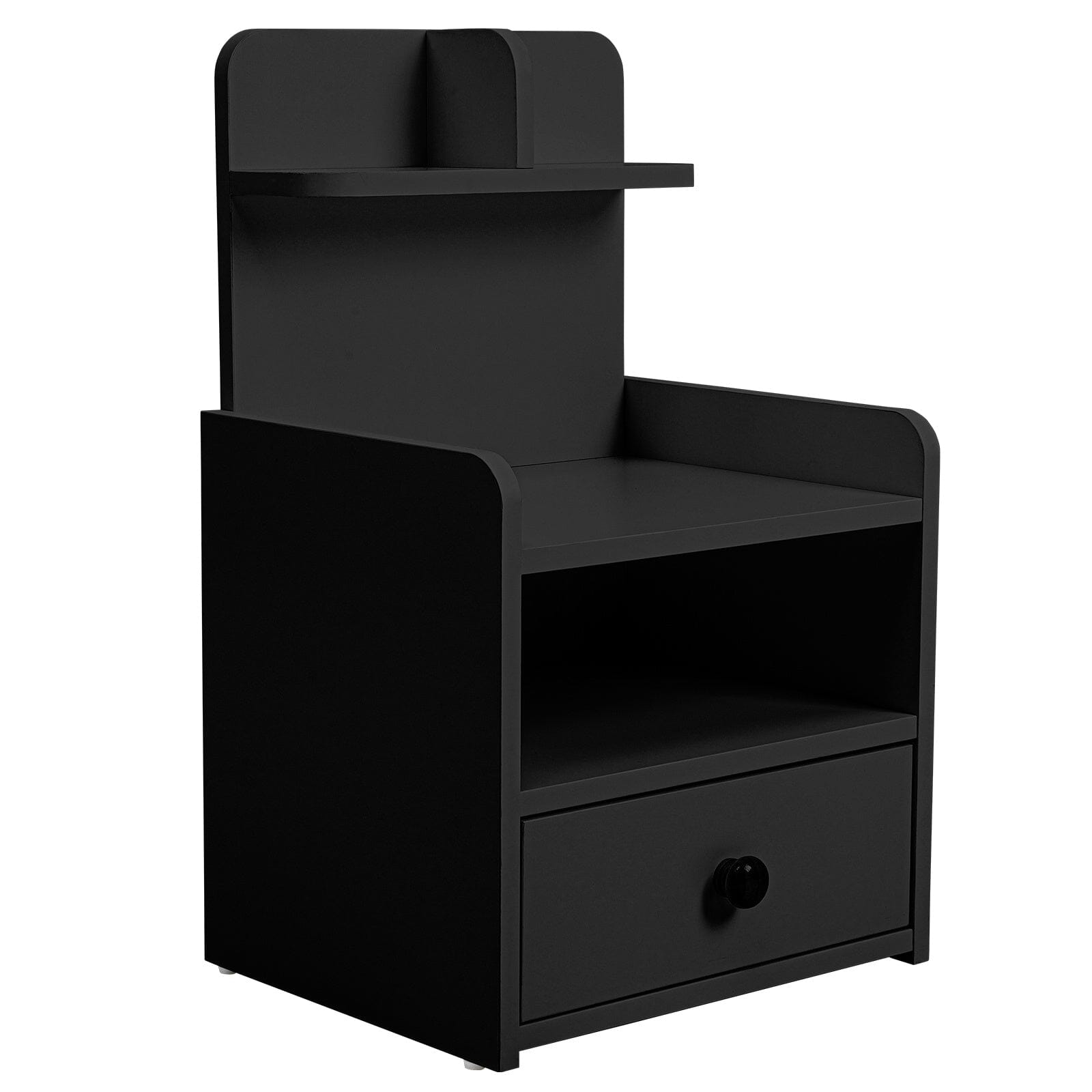 Minimalist Black/White Wooden Bedside Table with Drawers Living and Home