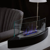 60cm Wide Black Tabletop Bio-Ethanol Fireplace with Flame Guard