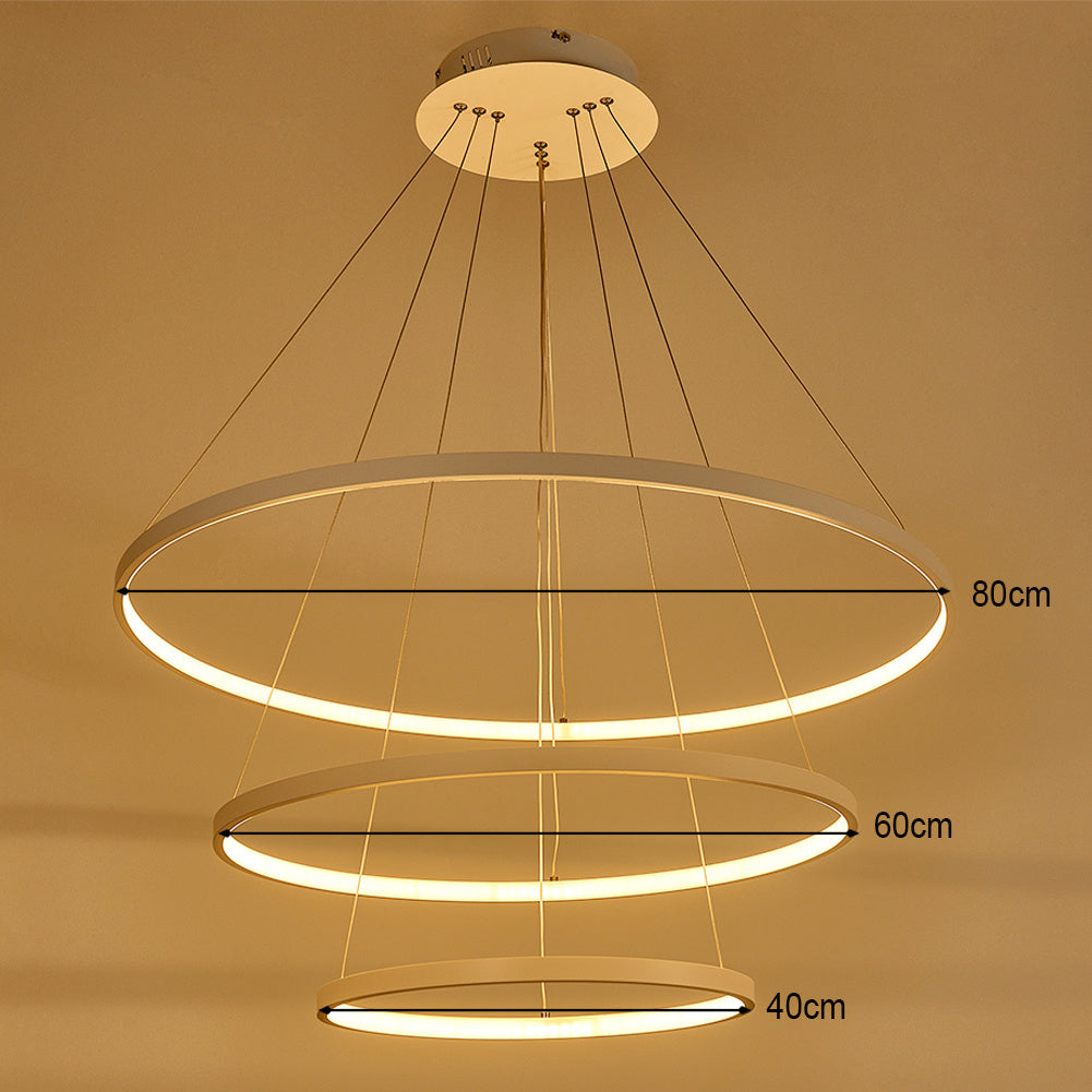 Modern Led Pendant 3 Acrylic Ring Chandelier Pendant Living and Home Dimmable Warm Glow 