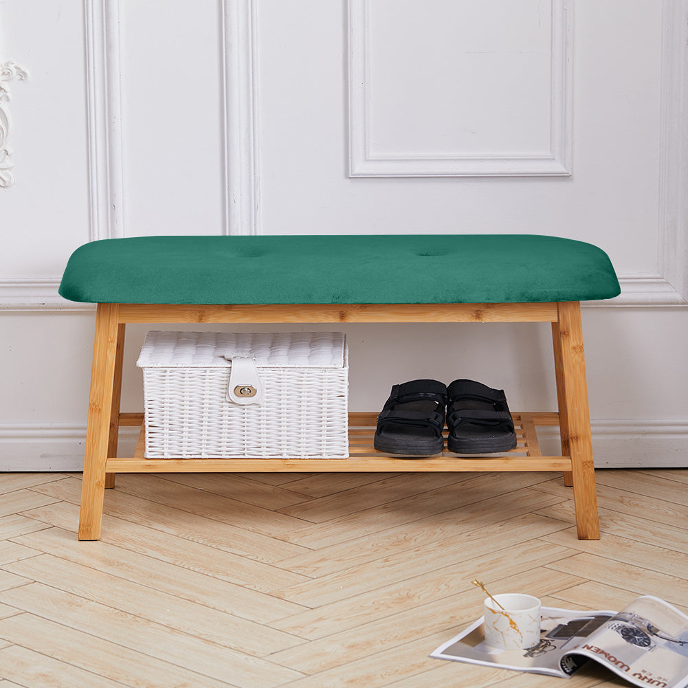 Shoe Bench Bamboo 2 Tier with Shoe Storage Rack Bench Living and Home 