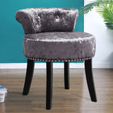 FootStool for Dressing Table Velvet Fabric Wood Grey/Purple Dressing Table Stool Living and Home 