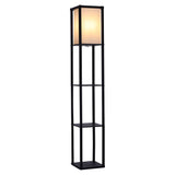 Wooden Floor Lamp with Shelves 3 Layers Open Storage Shelves Lighting Living and Home 