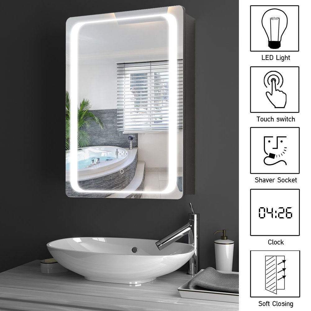 27inch X 20inch LED Illuminated Mirror Cabinet with Sensor Switch