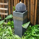 Navy Sphere Electric Fountain Water Feature with LED Light Fountains & Waterfalls Living and Home 