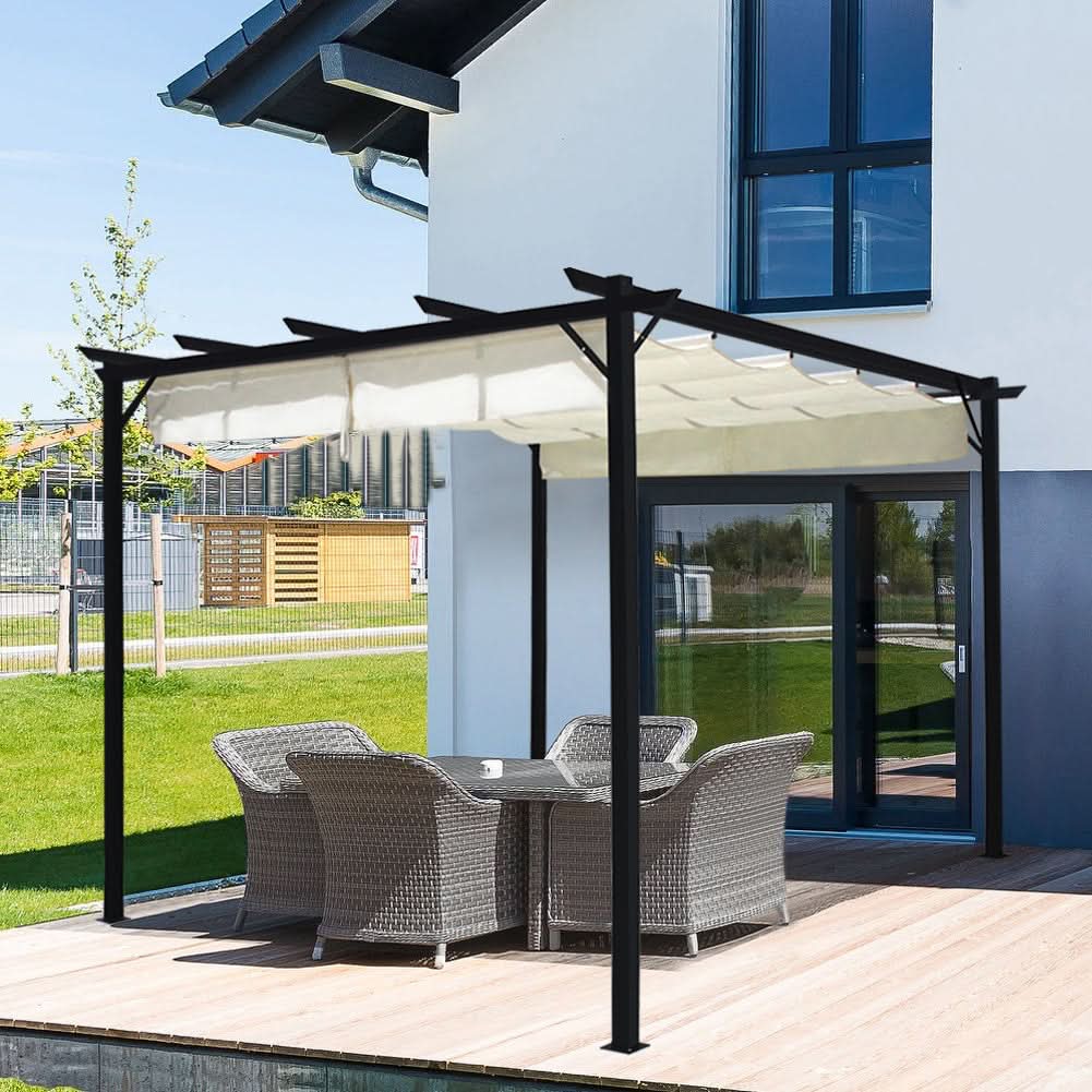 9ft Square Pergola Outdoor Horizontal Pulling Canopy
