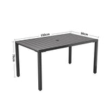 150cm Wood Effect Garden Dining Table with Parasol Hole Garden Dining Tables Living and Home 