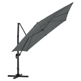 Dark Grey 3 x 3 m Square Cantilever Parasol Outdoor Hanging Umbrella for Garden and Patio Parasols Living and Home Parasol + Cross Base 