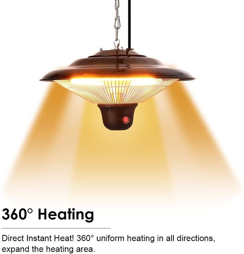 Patio Heater Ceiling Hanging Lamp 500/1000/1500W Remote Control Adjust –  Living and Home