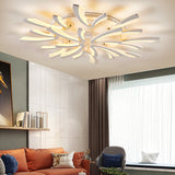 V Shaped Floral Modern Semi-Flush LED Ceiling Light Dimmable/Non-Dimmable Ceiling Lights Living and Home 12 Shades Dimmable 
