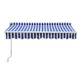 Retractable Patio Awning - Manual Shelter - Blue & White Awnings Living and Home 
