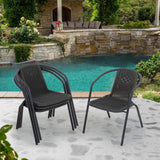 Garden Ripple Round Table With Umbrella Hole Or 2/4/6 Stacking Chairs Garden Dining Sets Living and Home Only 4Pcs Black Chairs 