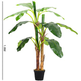 Lifelike Banana Artificial Tree 3 Trunk in Black Planter Artificial Flora Living and Home 