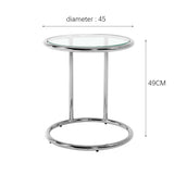 Dia.45cm Glass End & Side Table Furniture Living Room Round Sofa Table Tea Table End Table Living and Home 