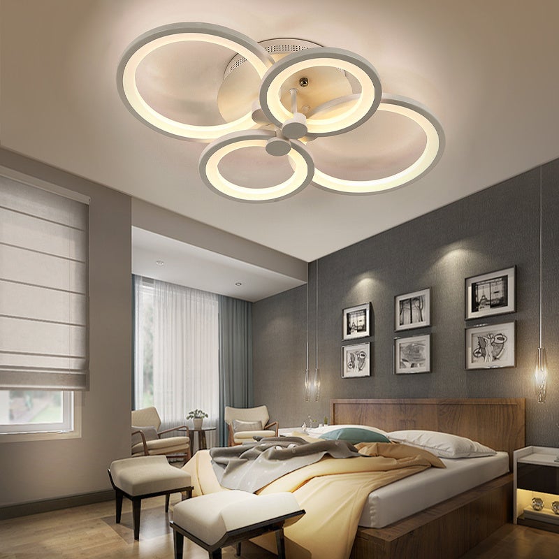 4/6/8 Rings Circle LED Semi-Flush Ceiling Light Dimmable/Non-Dimmable Ceiling Light Living and Home 4 Rings Dimmable with Remote Control Warm Light