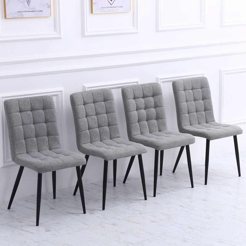44 cm Height Set 4 Tufted Modern Armless Dining Chairs Metal Legs