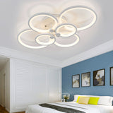 4/6/8 Rings Circle LED Semi-Flush Ceiling Light Dimmable/Non-Dimmable Ceiling Light Living and Home 6 Rings Dimmable with Remote Control Warm Light
