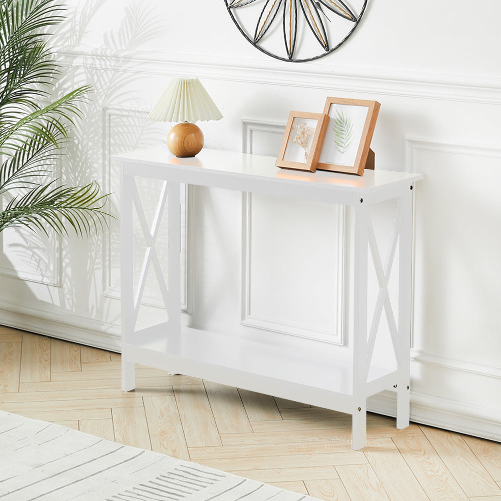 X-Design Console Tables 2 Tier Entrance Sofa Table Bookshelf Entryway Table Console Table Living and Home White 
