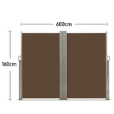 Retractable Double Side Awning - Brown Awnings Living and Home W 600 x H 160 cm 