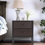 Retro Style Wooden Bedside Cabinet Metal Frame Nightstand with 2 Drawers Cabinets Living and Home 