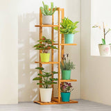 Wood Plant Flower Display Stand Bonsai Pot Shelf Storage Racking Bookcases & Standing Shelves Living and Home Beige 