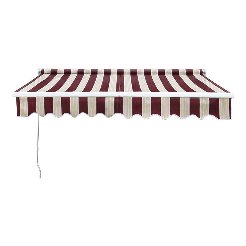 Retractable Patio Awning - Manual Shelter - Red & White Awnings Living and Home 