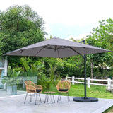 Dark Grey 3 x 3 m Square Cantilever Parasol Outdoor Hanging Umbrella for Garden and Patio Parasols Living and Home Parasol + Cross Base + Round Water Tank 