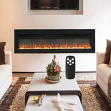 1800W Freestanding Electric Fireplace Insert Wall Mounted Electric Heater Remote Control Fireplaces Living and Home Black 70inch 