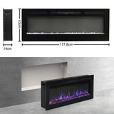 70inch Inset Electric Fireplace 80inch Large Built-In Fire 100inch Modern Heater Electric Fireplaces Living and Home 70 inch: L 177.8 x W 14 x H 43 cm 