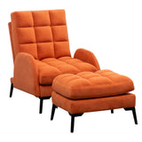 Frosted Velvet Recliner Chair with Footstool Recline Chair with Footstool Living and Home DarkOrange 