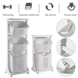 2/3-Tier Bathroom Plastic Storage Trolley Laundry Basket Laundry Baskets Living and Home 