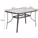 Garden Rectangular Ripple Glass Table and Folding Chairs GARDEN DINING SETS Living and Home 