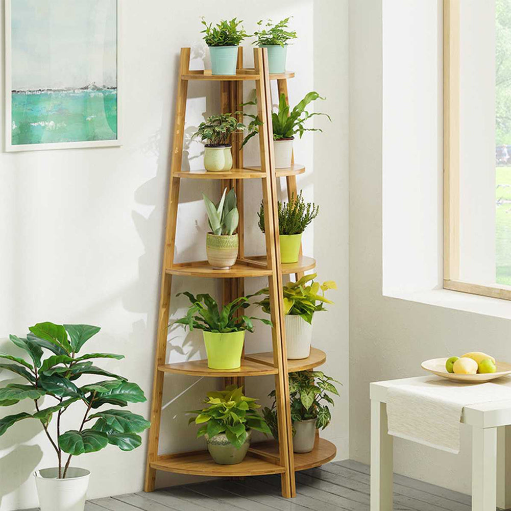 3/4/5 Tier Corner Ladder Shelf Bookcase Plant Flower Display Stand Storage Rack Bookcases & Standing Shelves Living and Home 